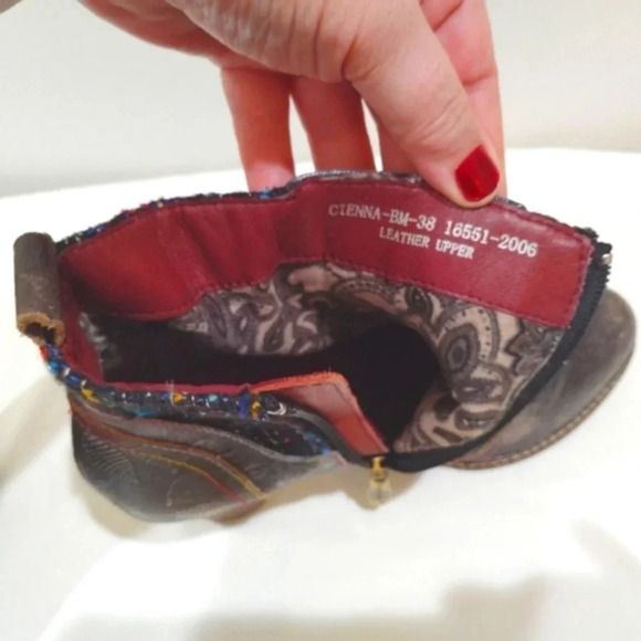 L'Artiste Spring Step Boots Cienna Distressed Multicolor Leather US 7.5 - 8 Zip - Picture 9 of 14